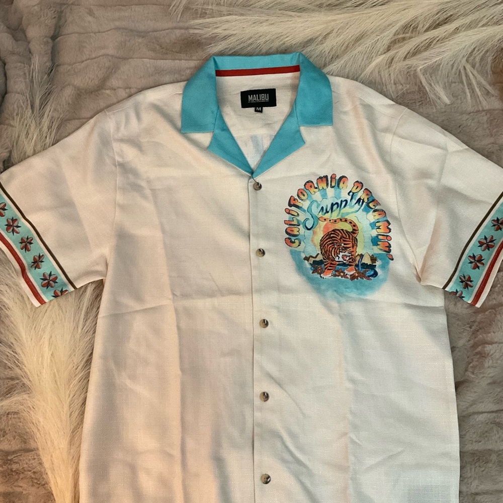 Malibu White and Blue Men's Shirt